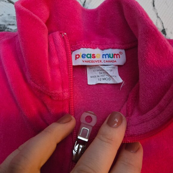3 For 10 ✨️😍 VINTAGE 1990s Please Mum Velvet Fleece Zip Up size 12 months - Picture 4 of 5